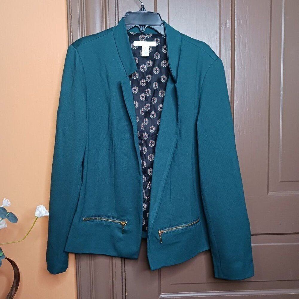 Chico's Women's Size 1 Pine Green Blazer Jacket Coat